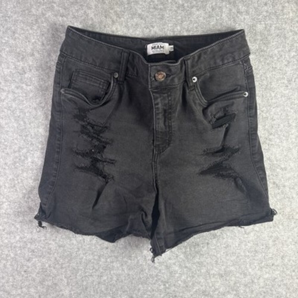 Refuge Miami Jean Shorts Black Denim High Rise Distressed Women’s Size 9